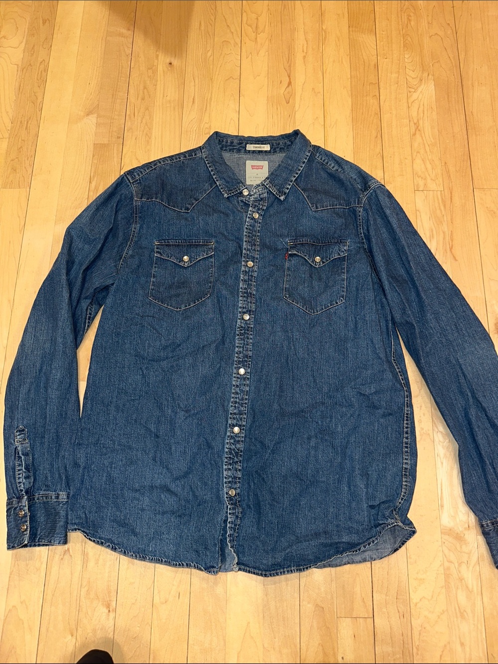 Men's Dark Blue Denim Western Button-Down Shirt
